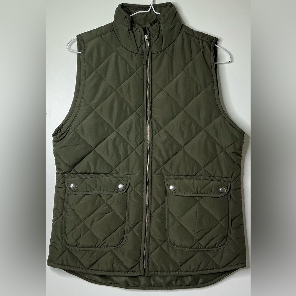 Thread + Supply Green Vest Full Zip Pockets Women’s Size Small, Cropped
